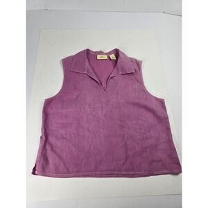 Limited America Women's Medium 100% Linen Sleeveless Pink Shirt‎ Tank